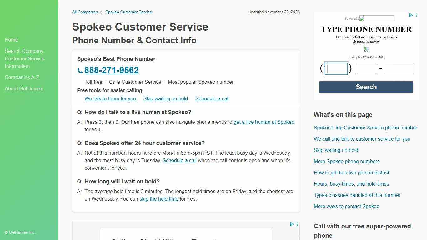 Spokeo Customer Service Phone Number 888-271-9562: Call Support