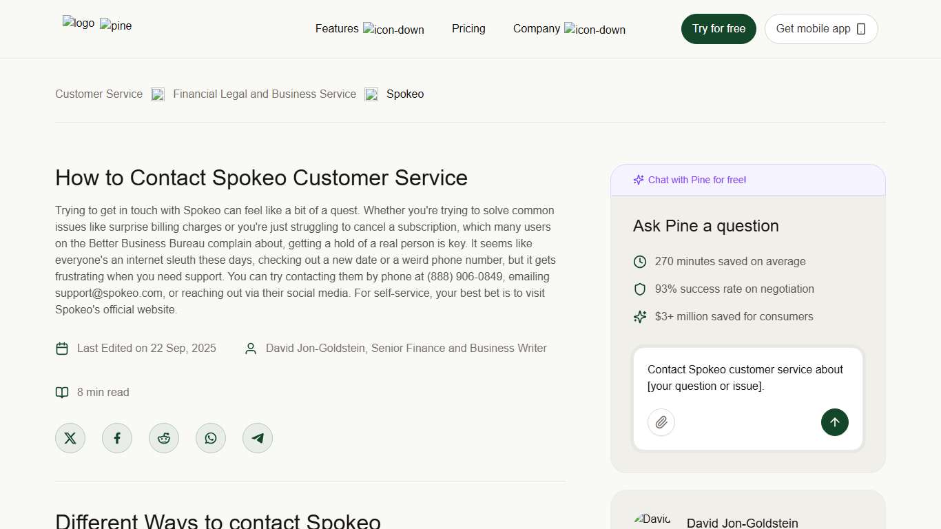 How to Contact Spokeo Customer Service | Pine AI